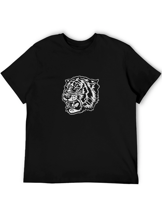 Tiger Graphic Tee - Mens Black Cotton T-Shirt