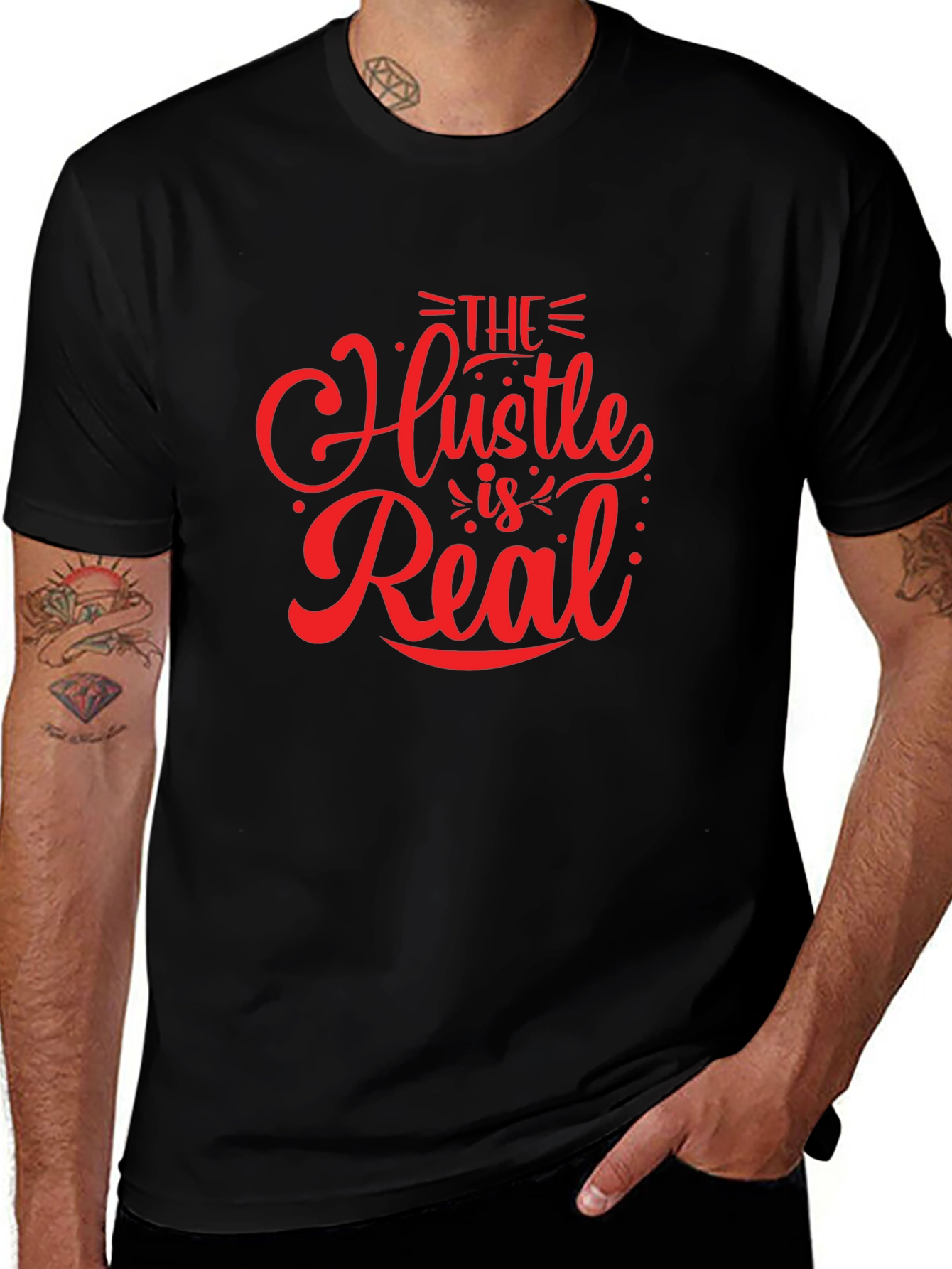 The Hustle is Real Black Graphic Tee