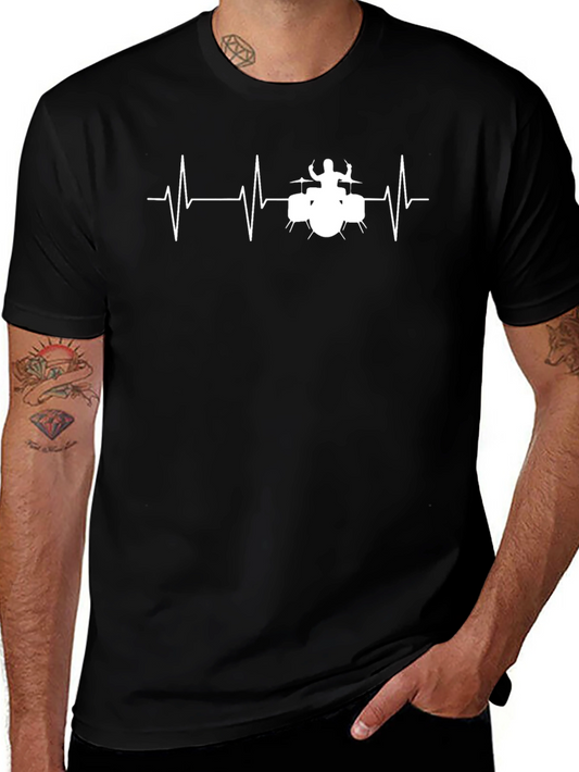Drummer Heartbeat T-Shirt - Black