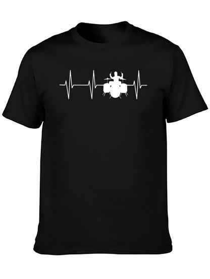 Drummer Heartbeat T-Shirt - Black