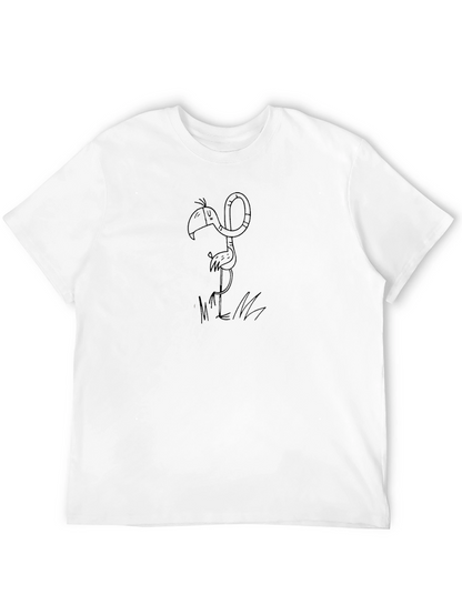 Black T-Shirt with Flamingo Graphic Tee