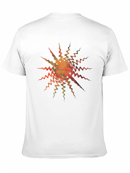 Abstract Zigzag Sunburst Black T-Shirt