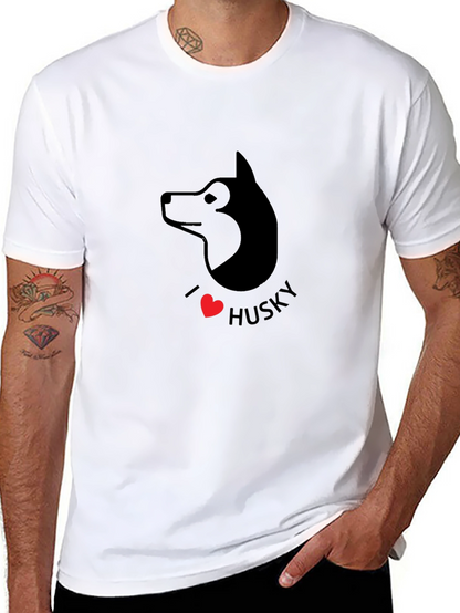 I Love Husky Graphic Tee - Black