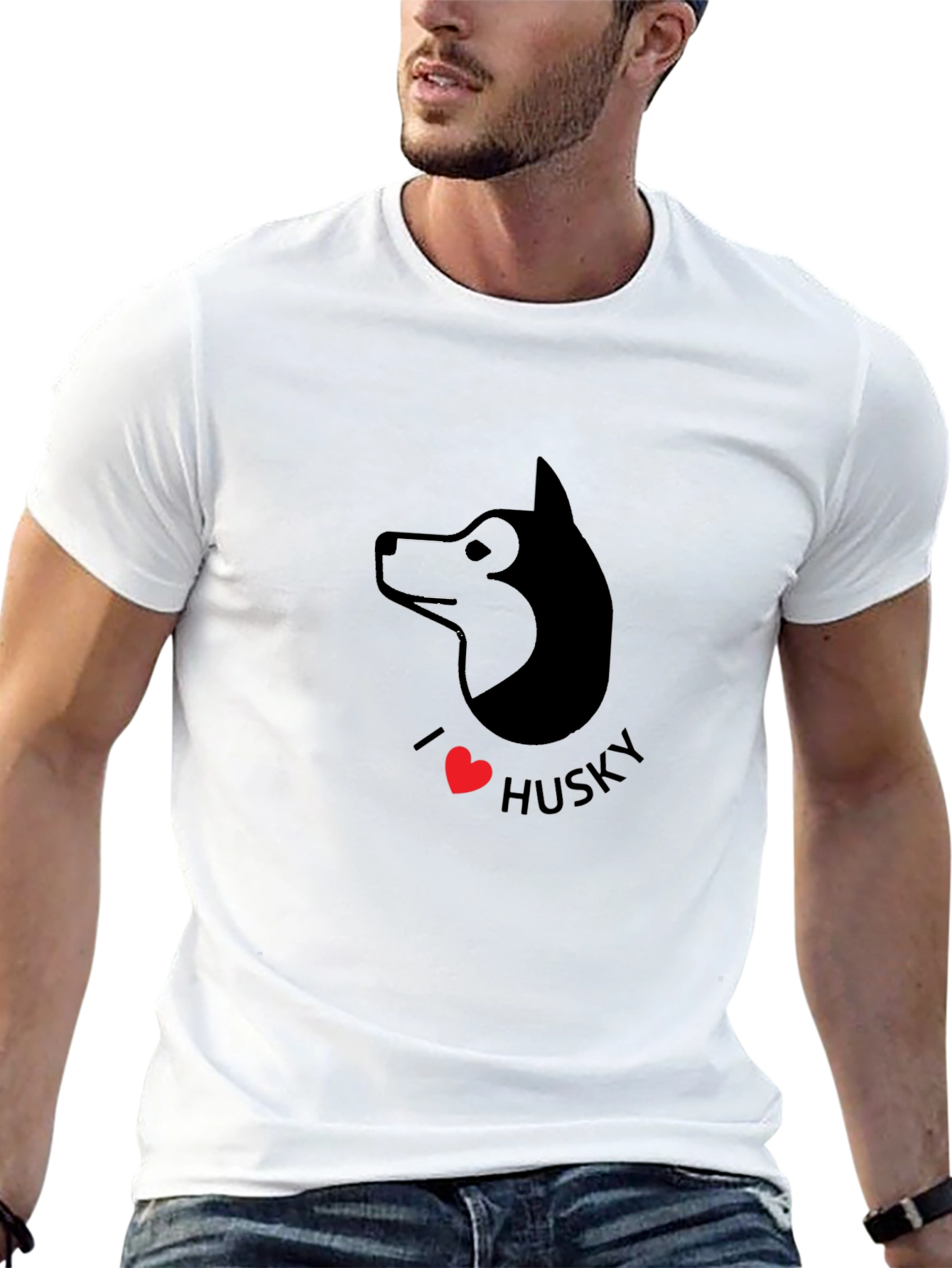 I Love Husky Graphic Tee - Black