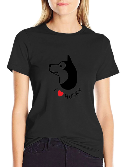 I Love Husky Graphic Tee - Black