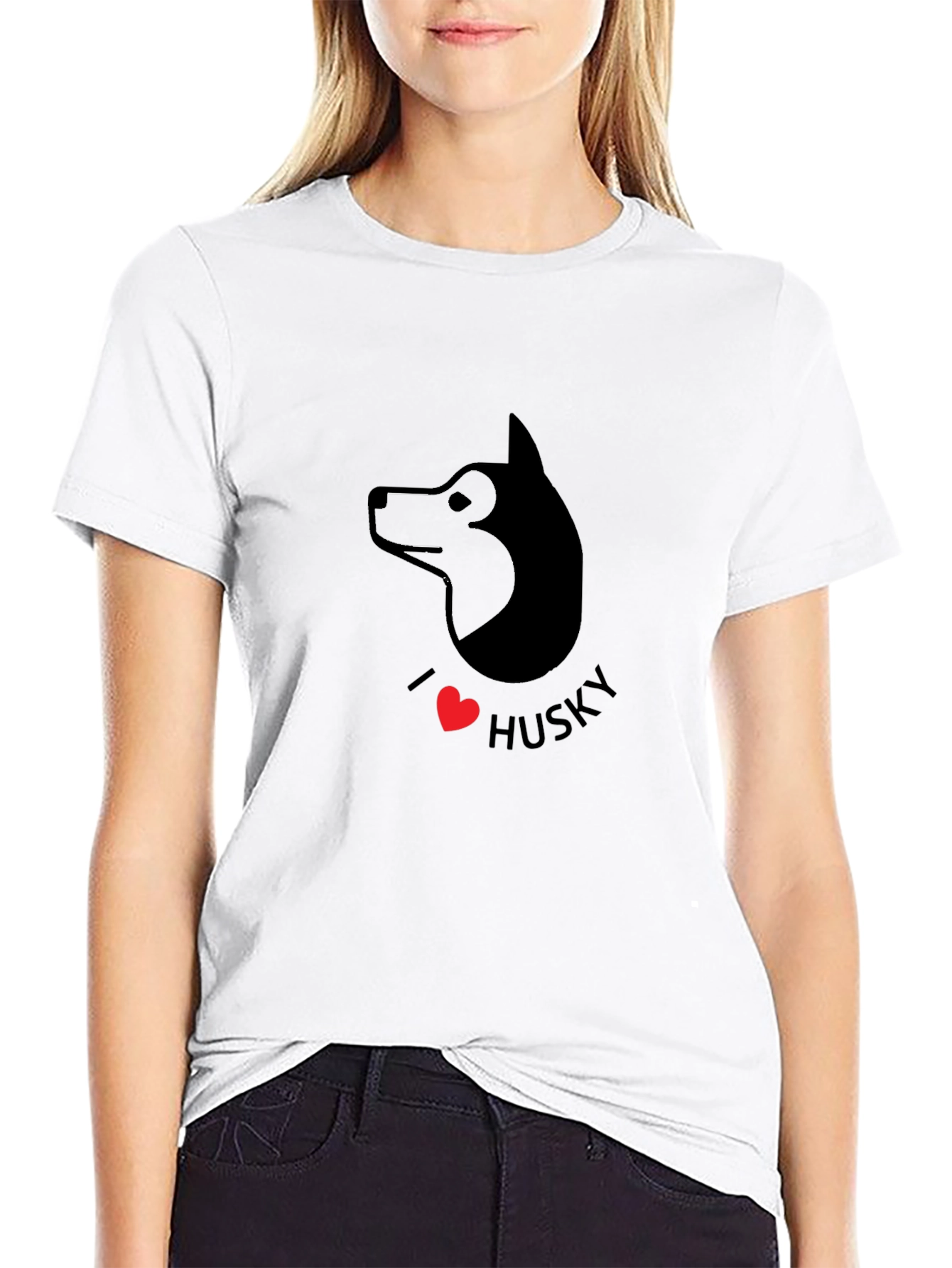 I Love Husky Graphic Tee - Black
