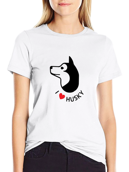 I Love Husky Graphic Tee - Black