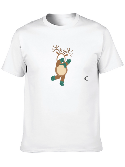 Festive Reindeer Graphic Tee - Holiday Fun