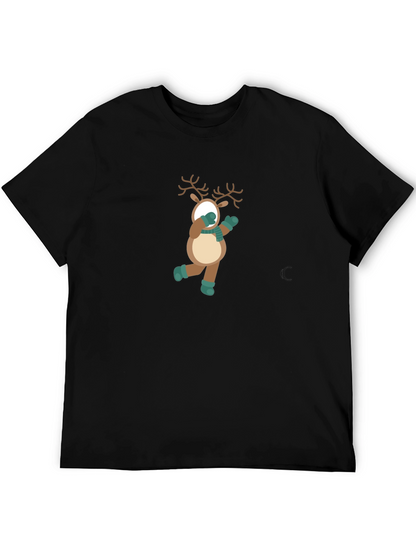 Festive Reindeer Graphic Tee - Holiday Fun