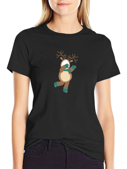 Festive Reindeer Graphic Tee - Holiday Fun