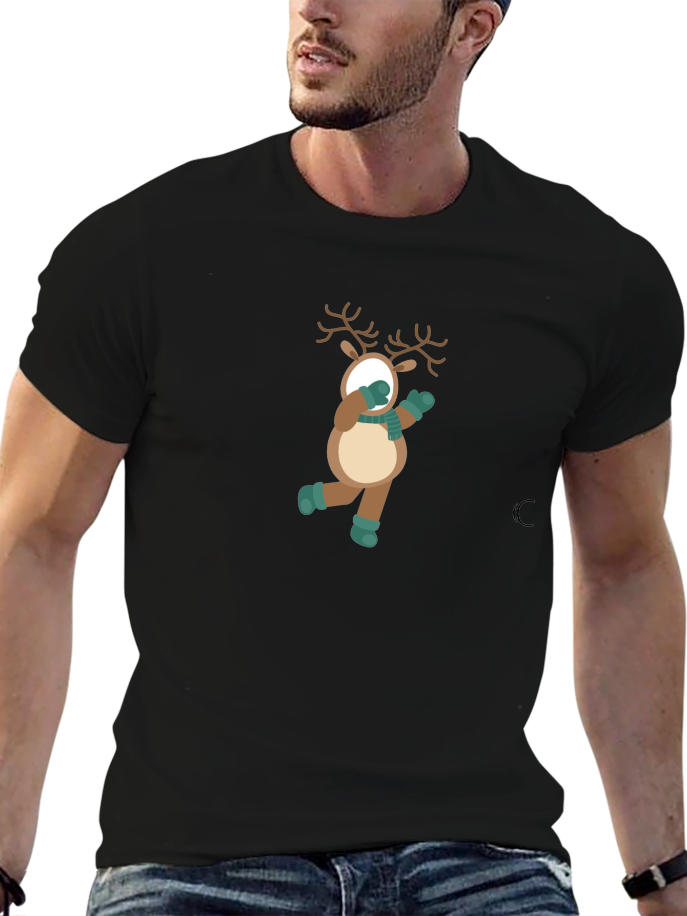 Festive Reindeer Graphic Tee - Holiday Fun