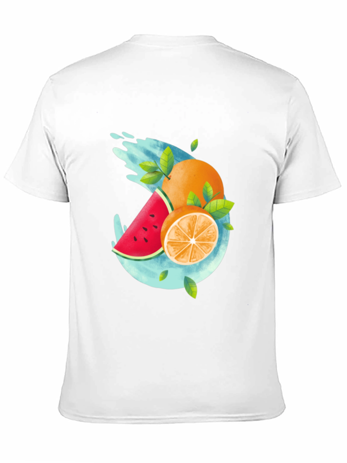 Summer Fruit Splash Graphic Tee - Black Casual T-Shirt