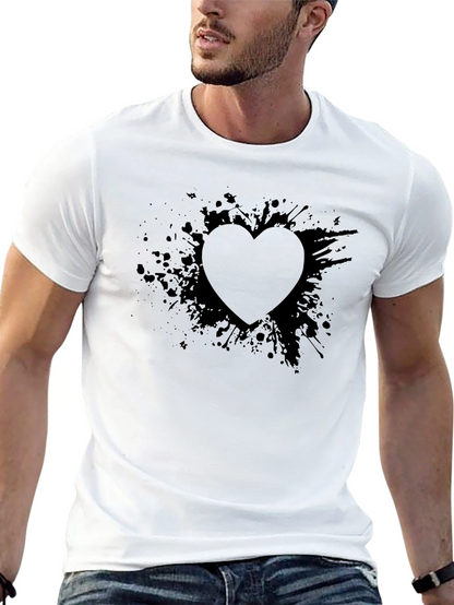 Abstract Heart Graphic Black T-Shirt