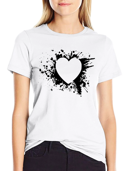 Abstract Heart Graphic Black T-Shirt