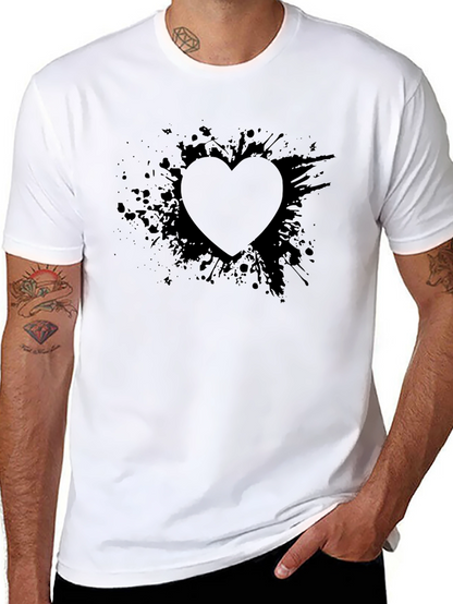 Abstract Heart Graphic Black T-Shirt