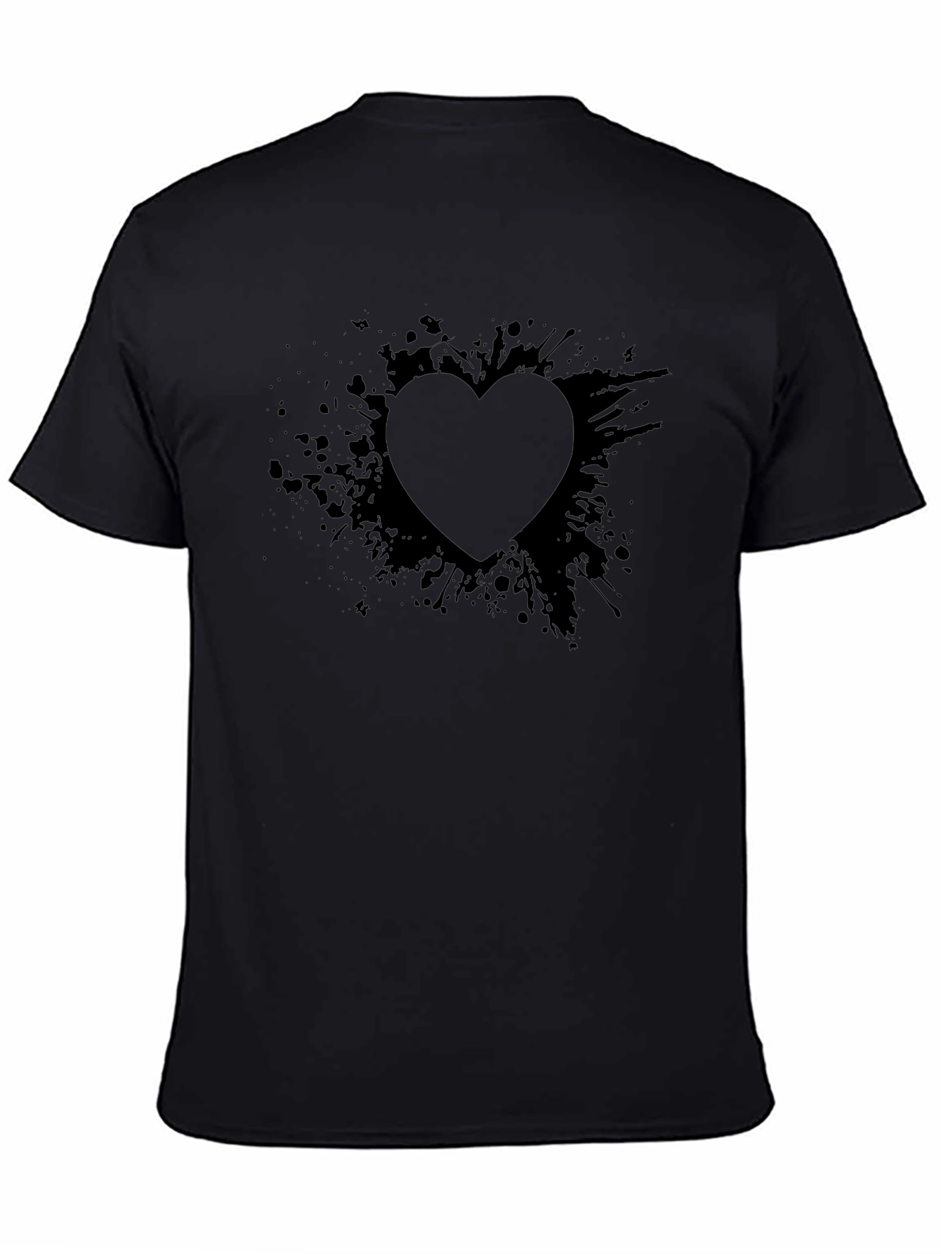 Abstract Heart Graphic Black T-Shirt