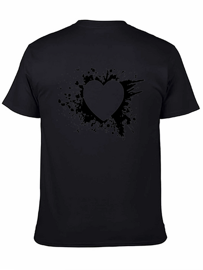 Abstract Heart Graphic Black T-Shirt