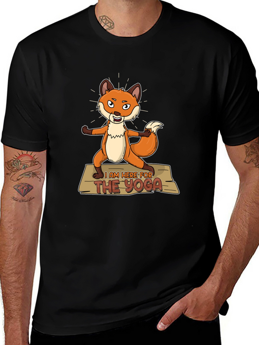 Funny Yoga Fox T-Shirt - Im Here for the Yoga Graphic Tee