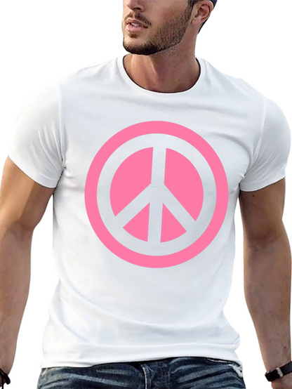 Pink Peace Sign Graphic Black T-Shirt
