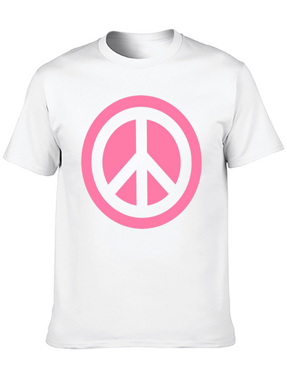 Pink Peace Sign Graphic Black T-Shirt
