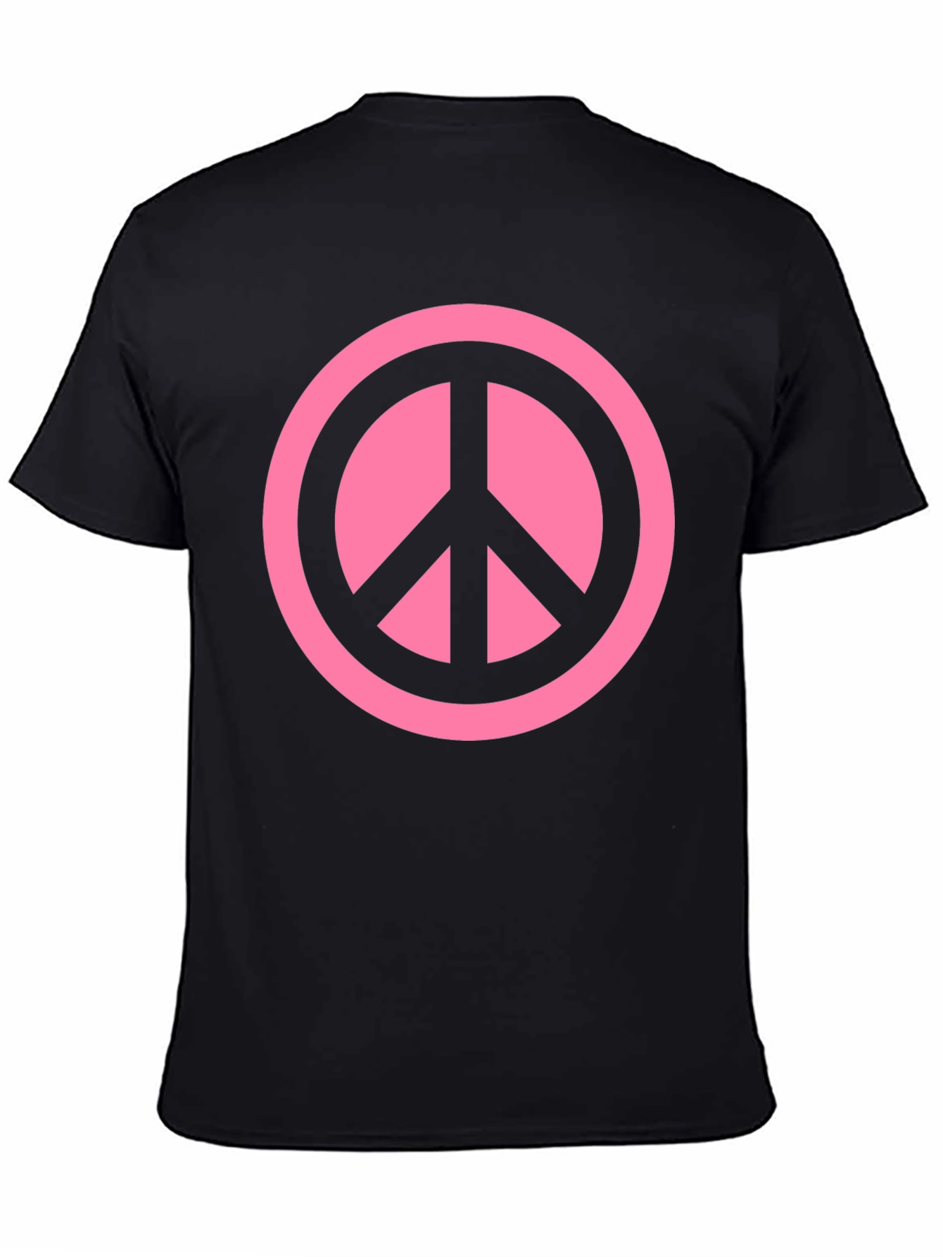 Pink Peace Sign Graphic Black T-Shirt