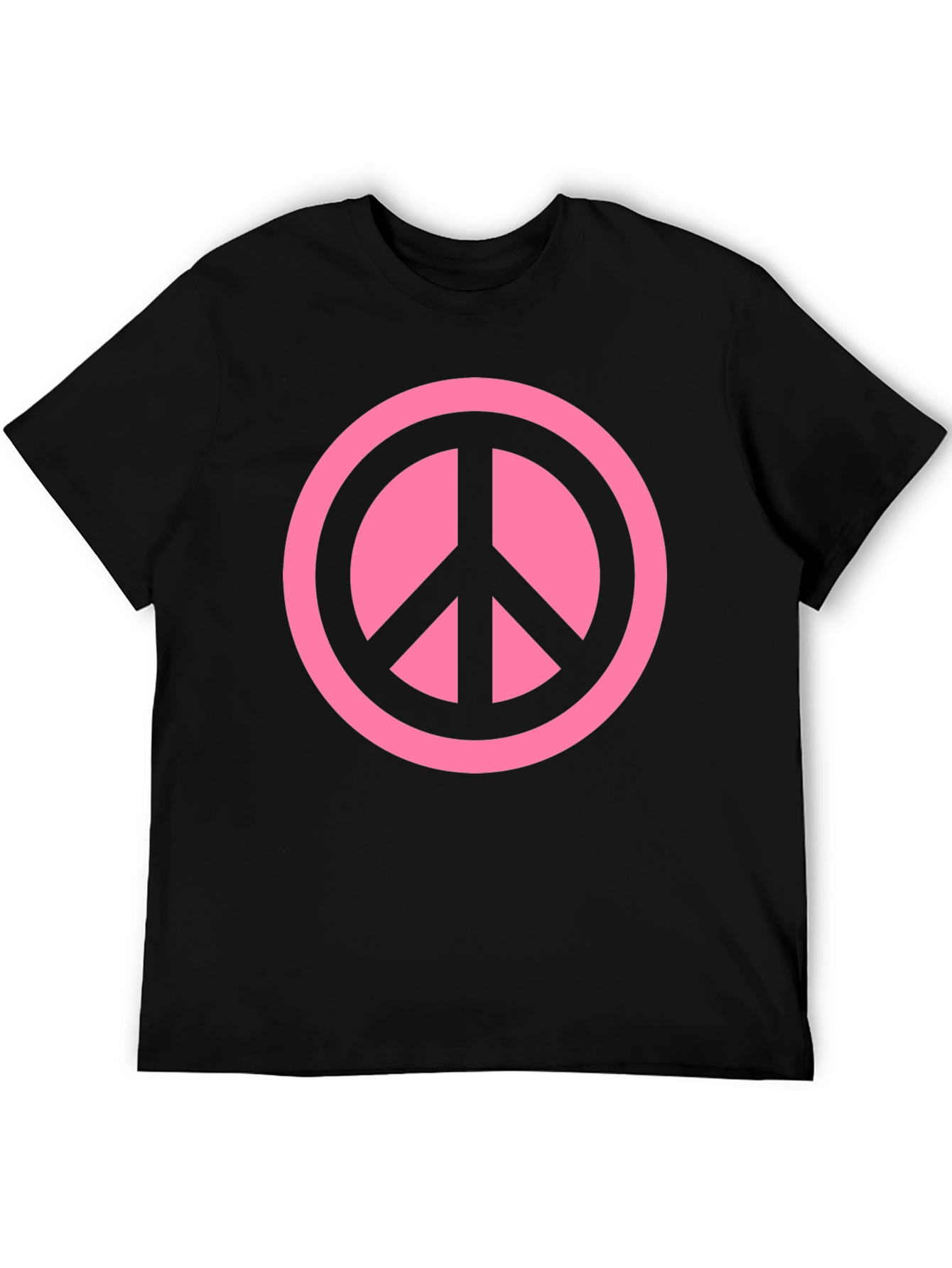 Pink Peace Sign Graphic Black T-Shirt