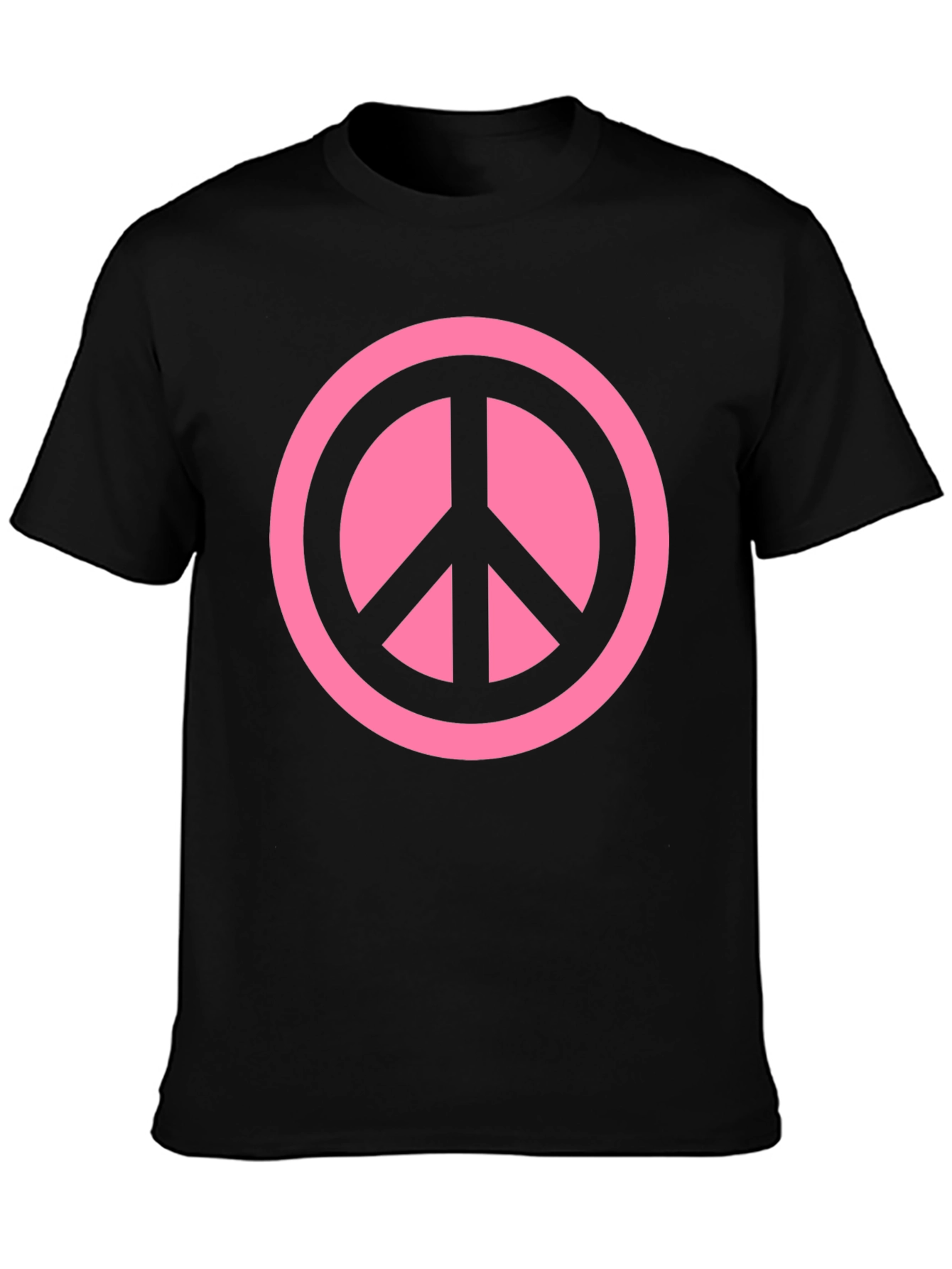 Pink Peace Sign Graphic Black T-Shirt