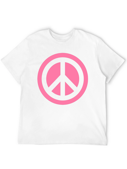 Pink Peace Sign Graphic Black T-Shirt