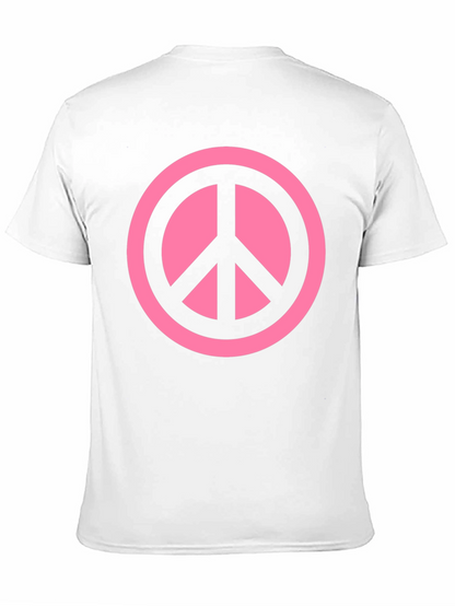 Pink Peace Sign Graphic Black T-Shirt