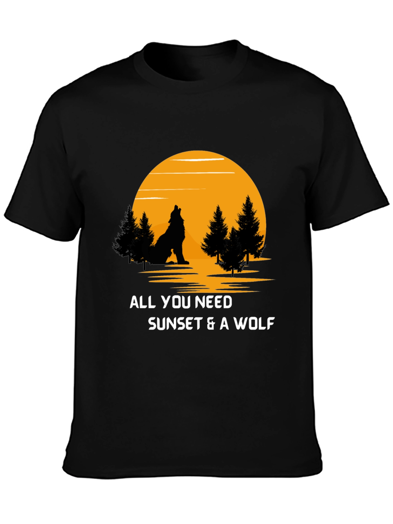 Wolf Sunset Graphic Tee - Nature Lovers T-Shirt