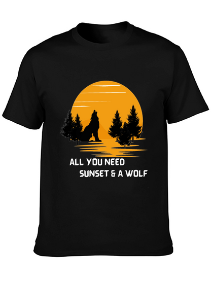 Wolf Sunset Graphic Tee - Nature Lovers T-Shirt