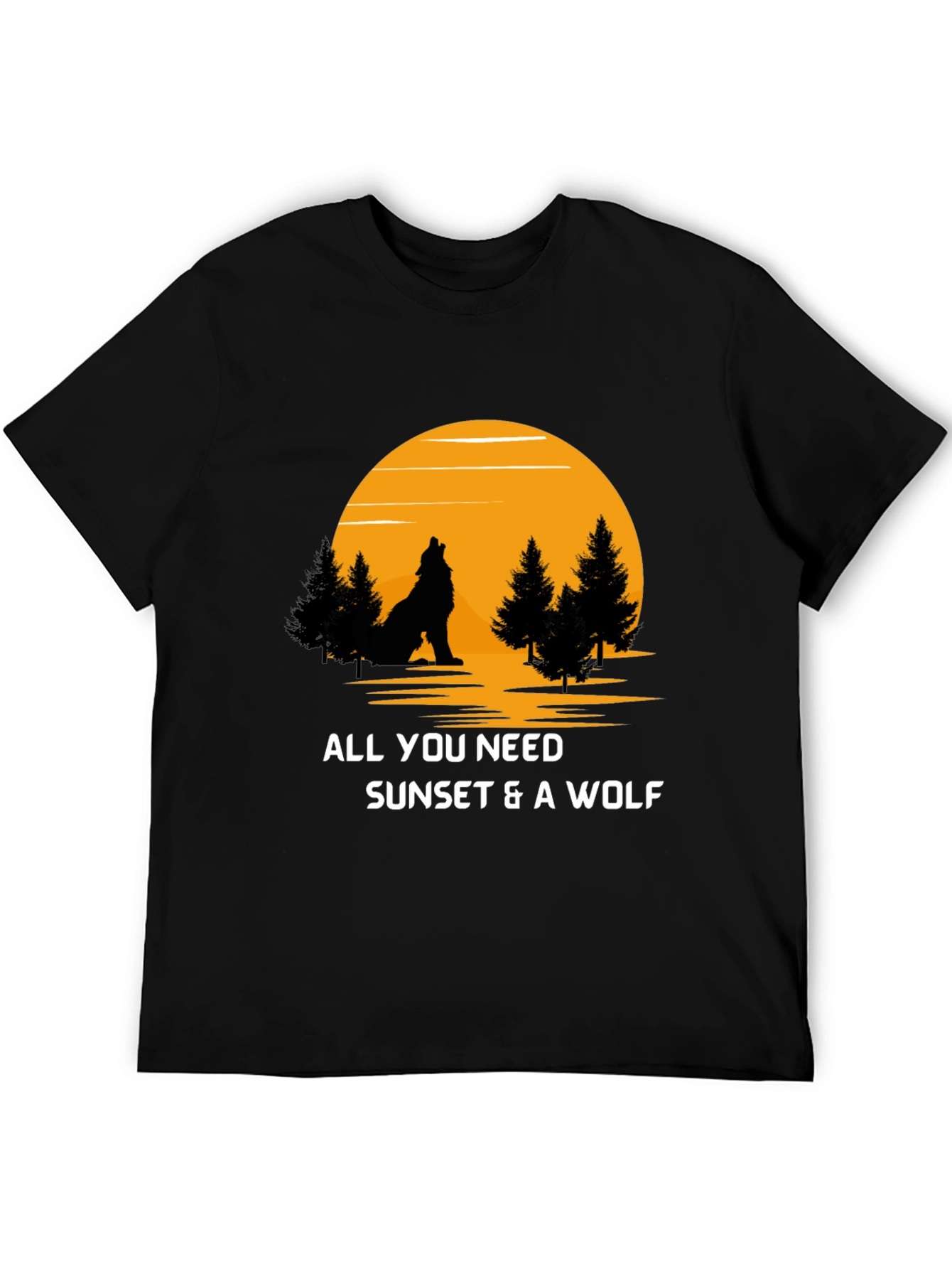 Wolf Sunset Graphic Tee - Nature Lovers T-Shirt