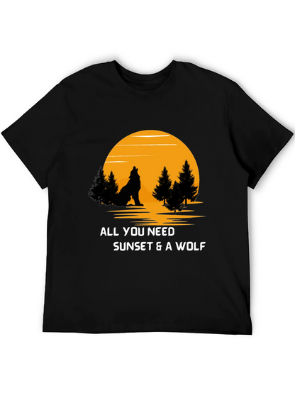 Wolf Sunset Graphic Tee - Nature Lovers T-Shirt