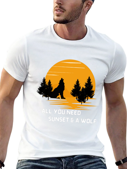 Wolf Sunset Graphic Tee - Nature Lovers T-Shirt