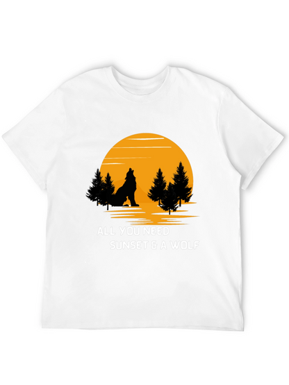 Wolf Sunset Graphic Tee - Nature Lovers T-Shirt