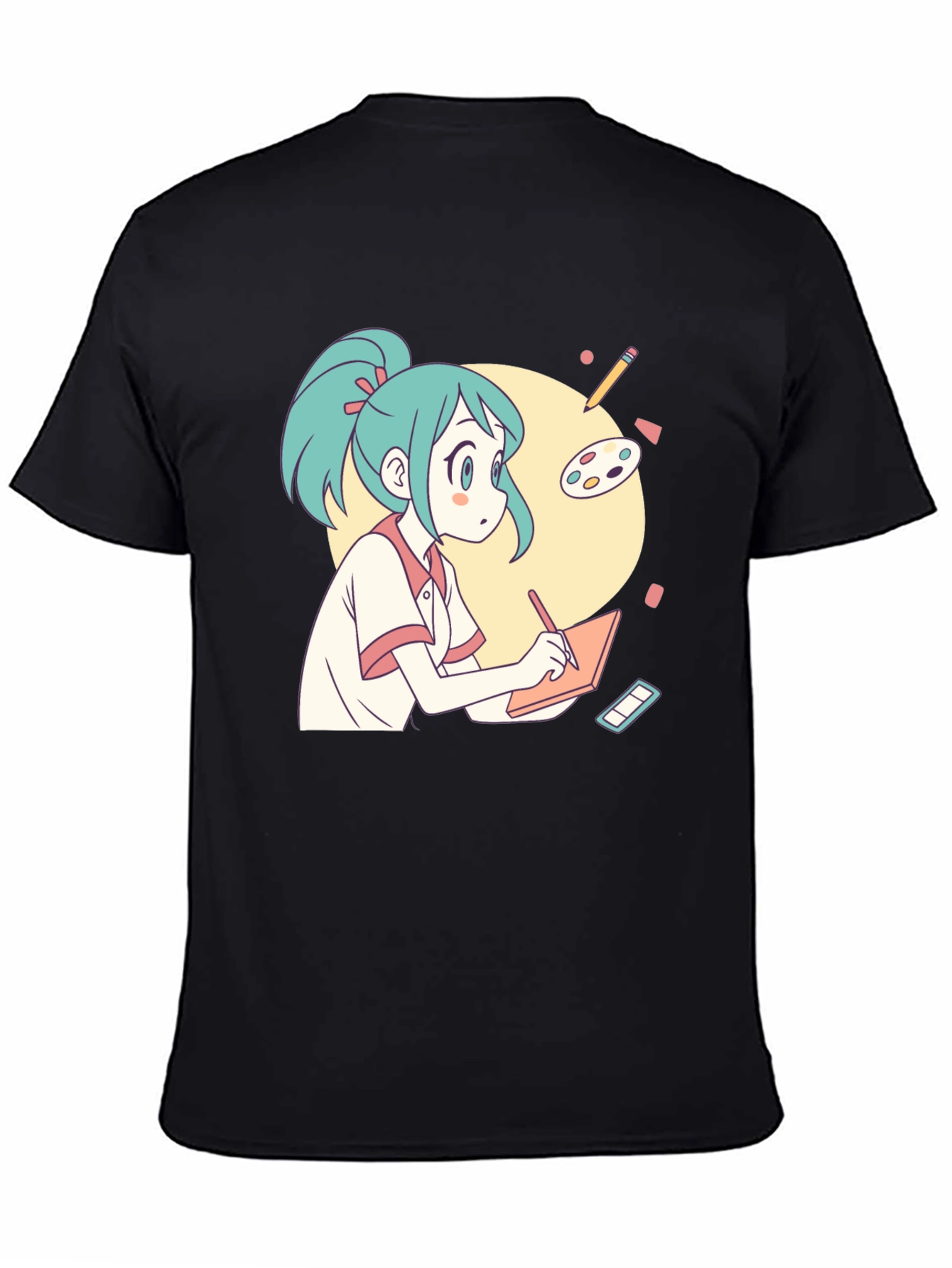 Anime Artist T-Shirt - Black Cotton Graphic Tee