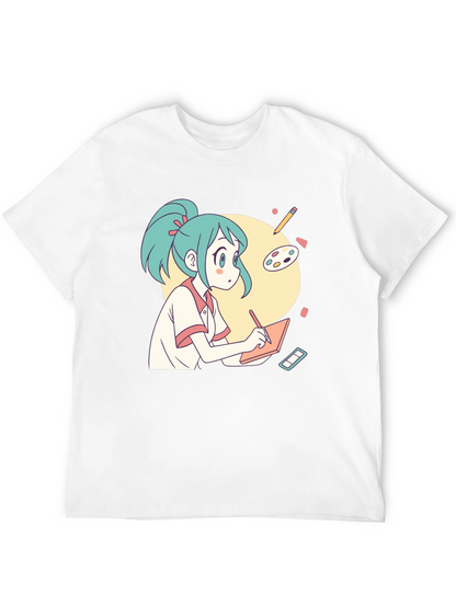 Anime Artist T-Shirt - Black Cotton Graphic Tee