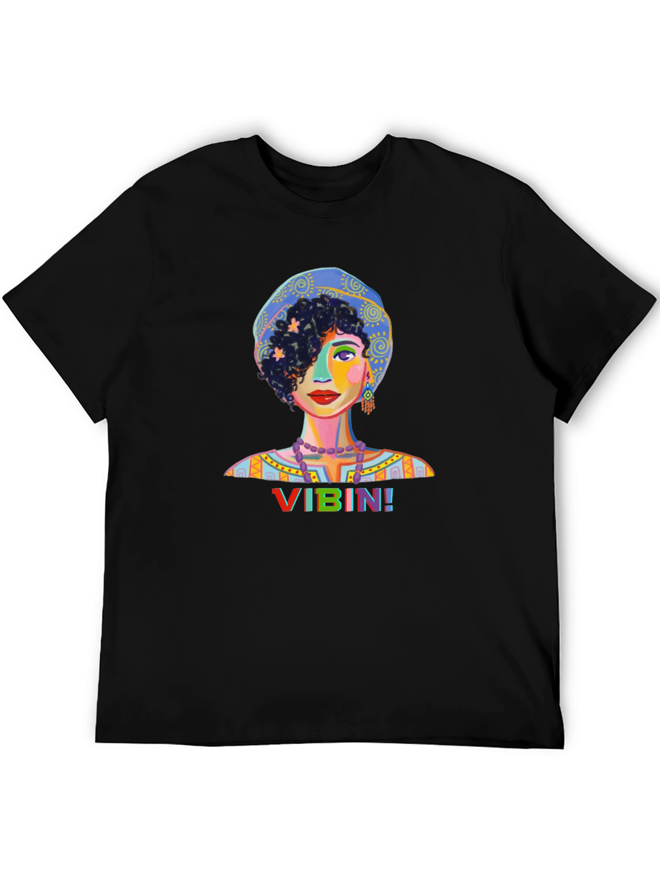 Vibin Woman Graphic Print Black T-Shirt