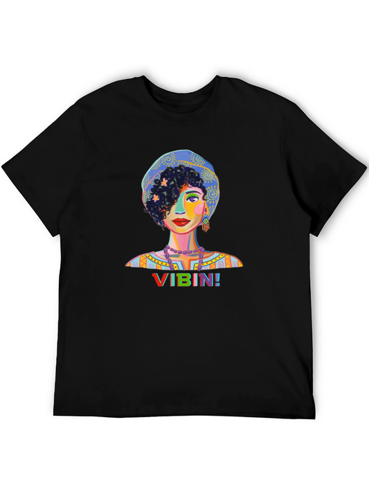 Vibin Woman Graphic Print Black T-Shirt