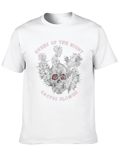 Queen of the Night Skull Cactus Flower Graphic Tee