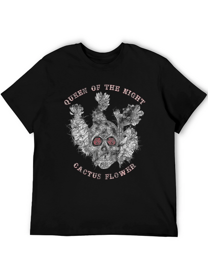 Queen of the Night Skull Cactus Flower Graphic Tee