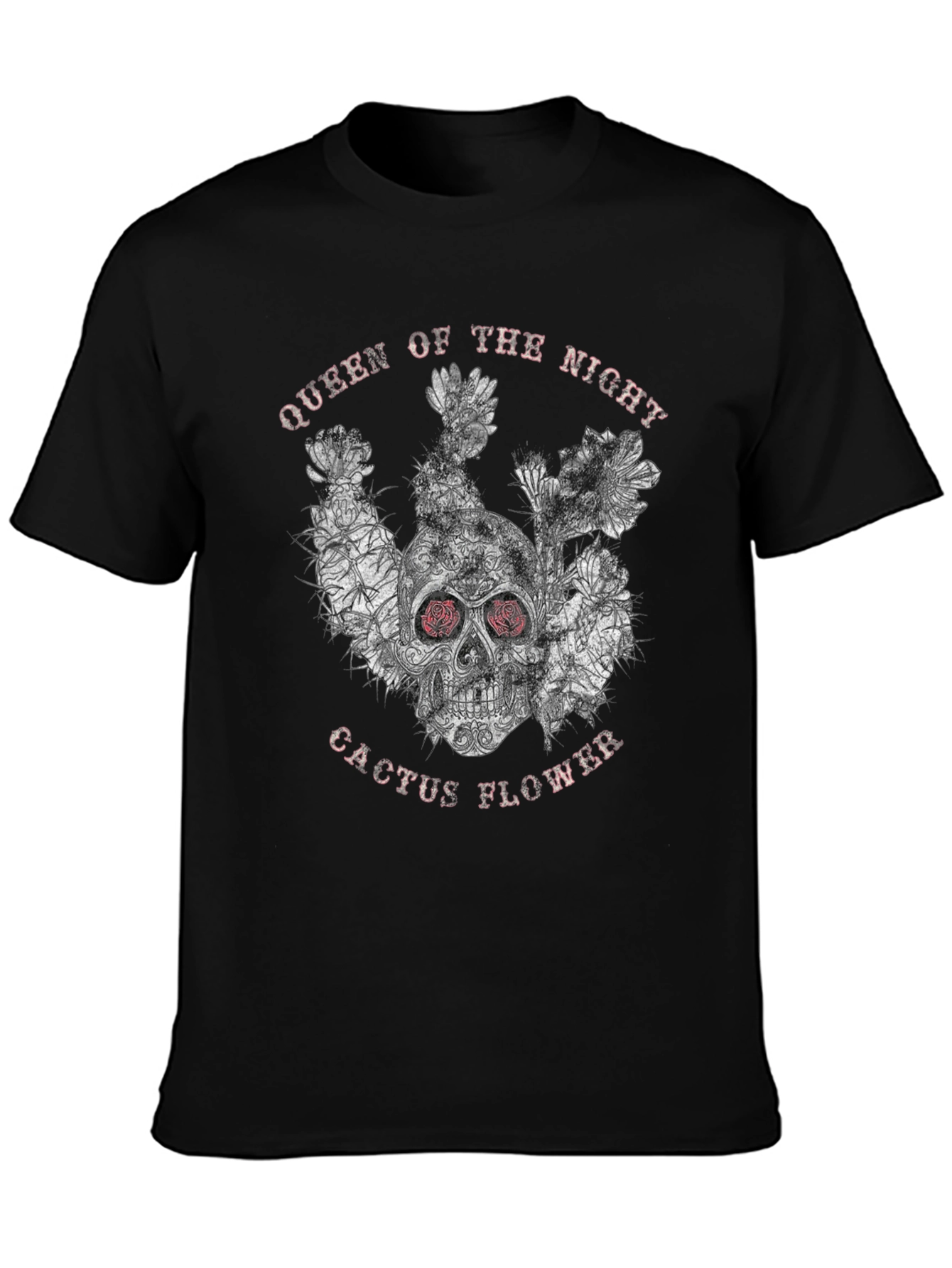 Queen of the Night Skull Cactus Flower Graphic Tee