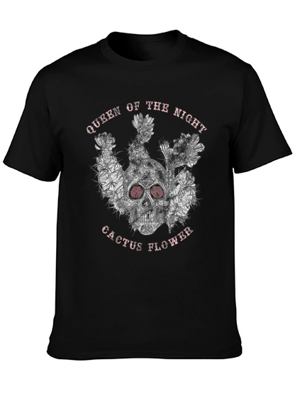 Queen of the Night Skull Cactus Flower Graphic Tee