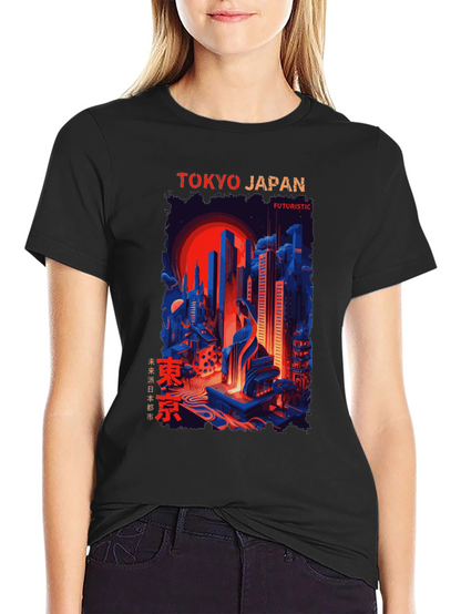 Tokyo Japan Futuristic Graphic Tee - Cityscape T-Shirt
