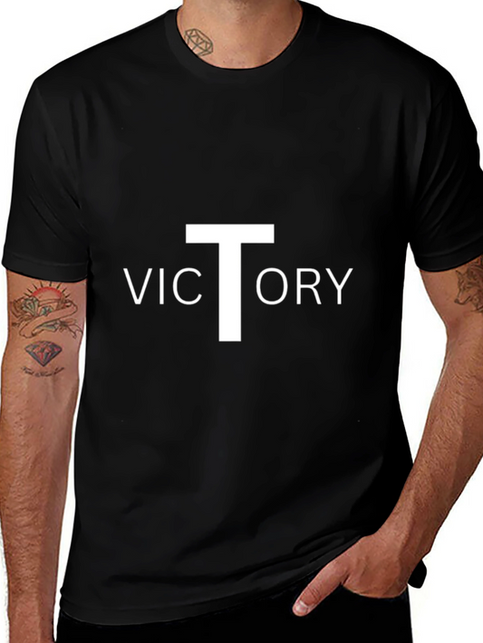 Victory Graphic Tee - Mens Black Cotton Blend Short Sleeve T-Shirt