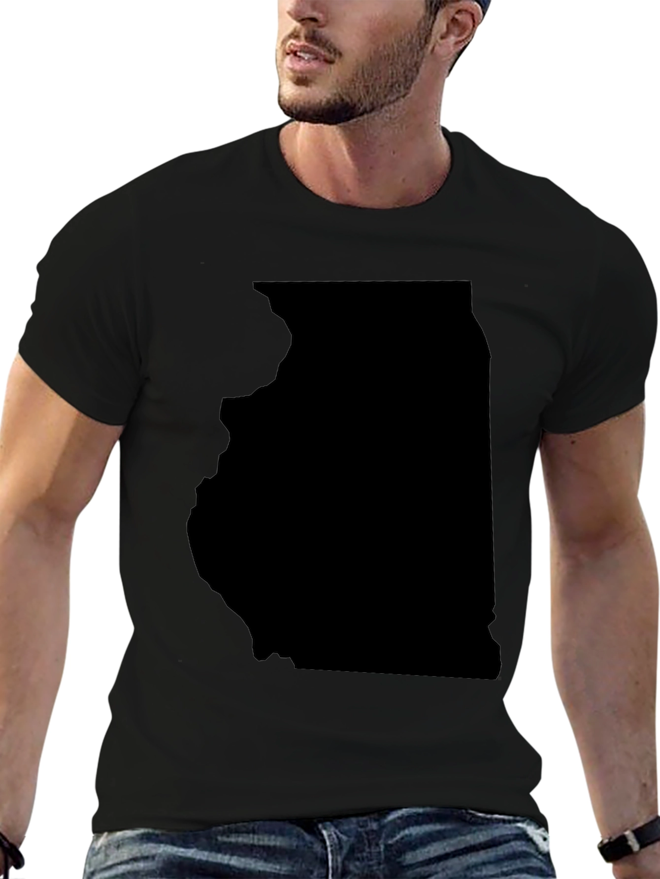 Illinois State Map Graphic Tee - Black