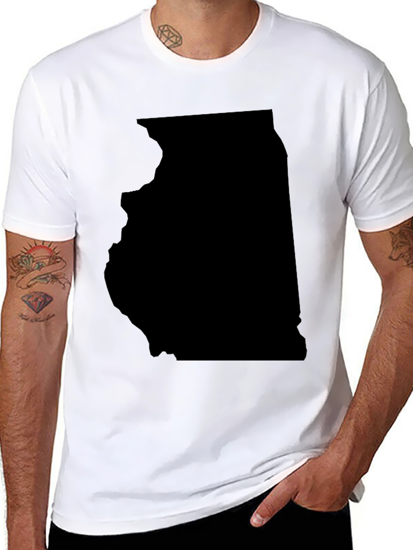 Illinois State Map Graphic Tee - Black