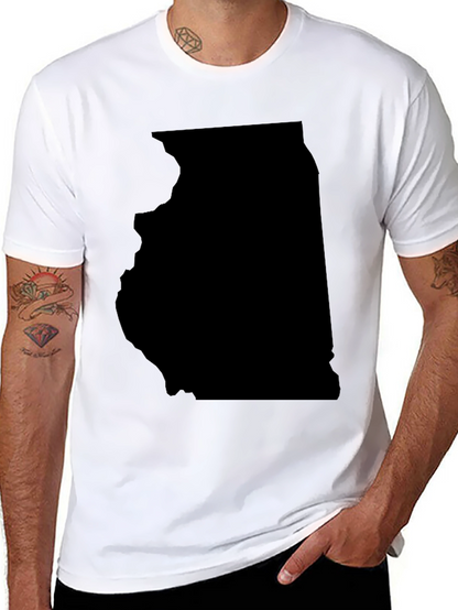 Illinois State Map Graphic Tee - Black