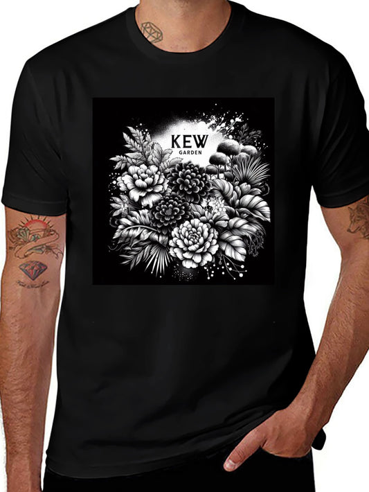 Kew Garden Floral Graphic Tee - Stylish Black T-Shirt
