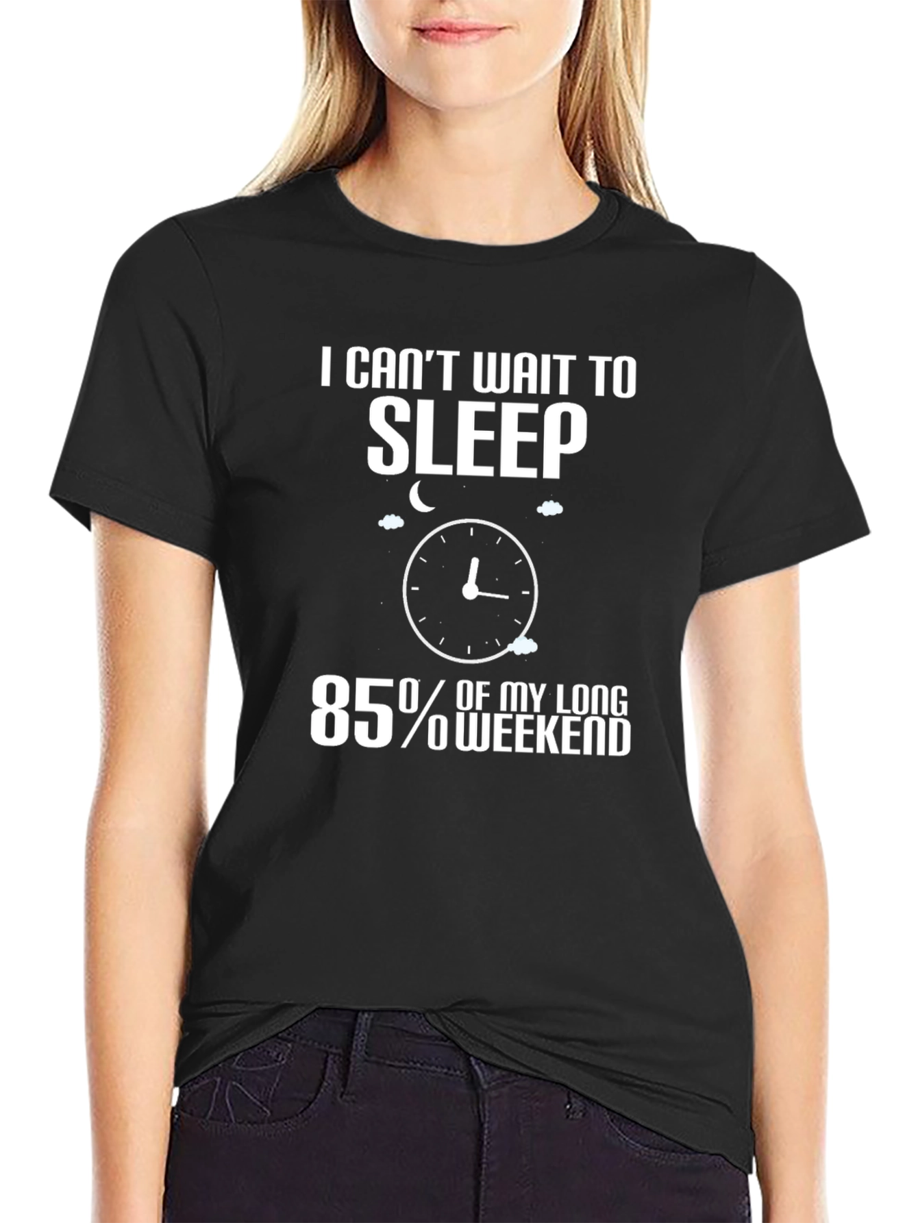 Sleepy Weekend T-Shirt - Black Cotton Tee